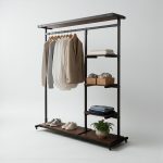 رگال لباس ایستاده کف چوب روچوب داخل طبقه C117 MDF