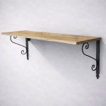 شلف دیواری چوبی با پایه فرفورژه