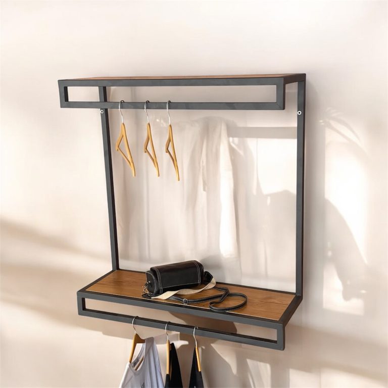 رگال لباس دیواری دوطبقه چوب و فلز D122 - Image 2