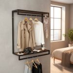 رگال لباس دیواری دوطبقه چوب و فلز D122 - Image 5