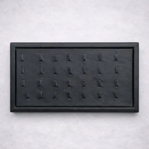 سینی انگشتر تخت چرم مشکی MJ101 - سایز بزرگ :۲۸گیره