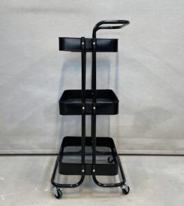 ترولی فلزی سه طبقه چرخ دار وارداتی رنگ مشکی - Image 2